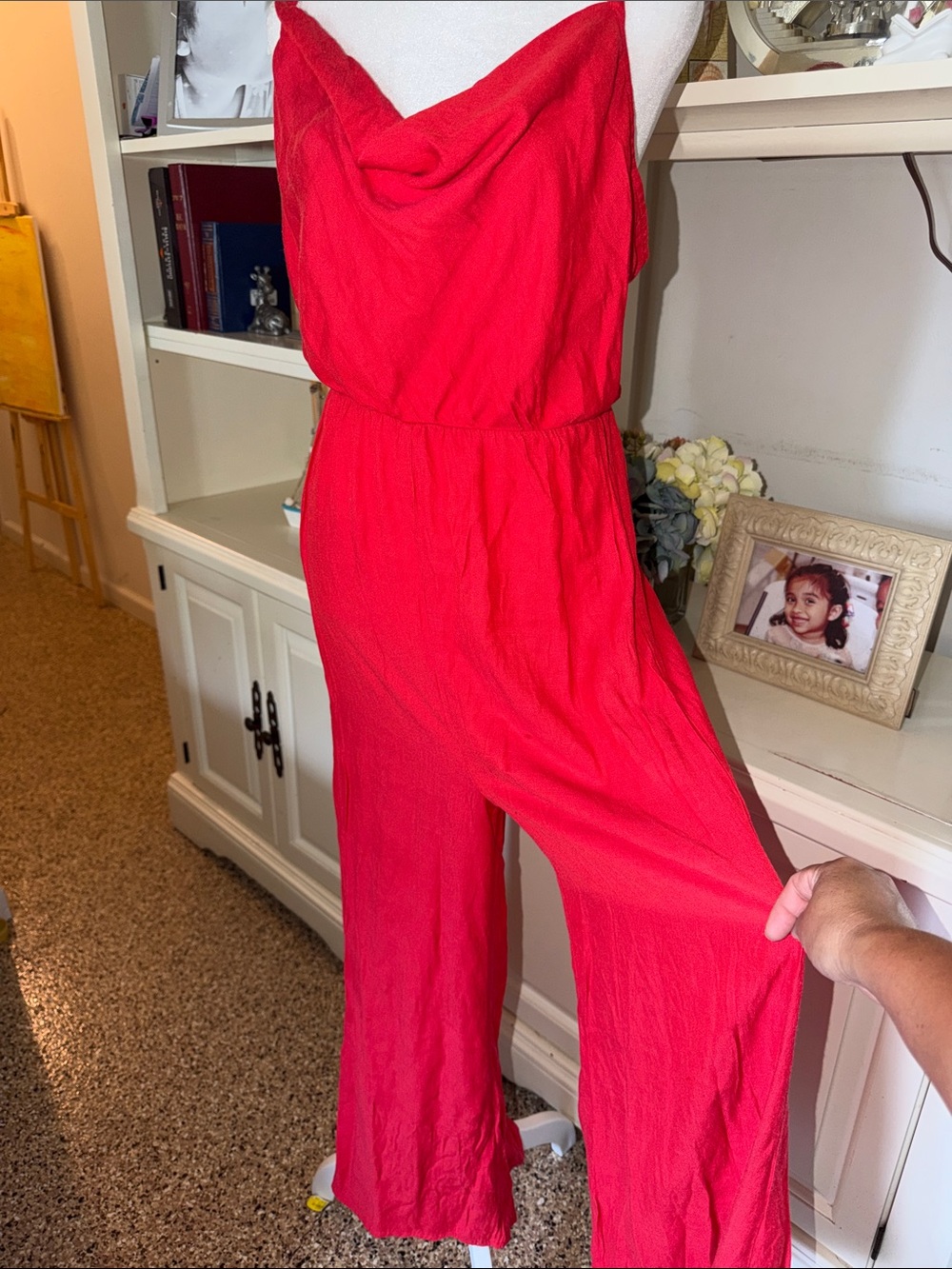 Red Sleeveless Wide-Leg Jumpsuit